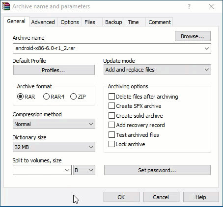 winrar split file