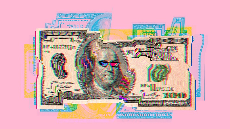 glitchy-surreal-modern-style-of-a-one-hundread-dollars-bill-on-pink-screen