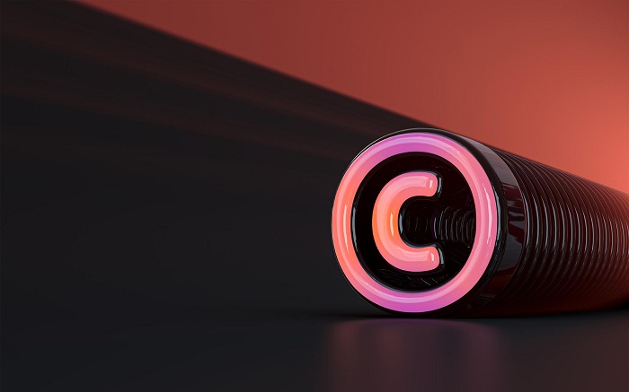 copyright-sign-iconic-background-sunray-realistic-look-symbol-social-banner-poster-3d-rendering