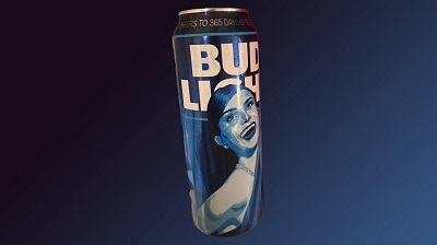 new packaging of budlight with a trans woman on it