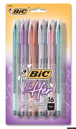 Bic pen in bright color packaging for women